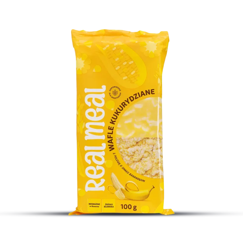 Wafle Kukurydziane z polewą o smaku bananowym